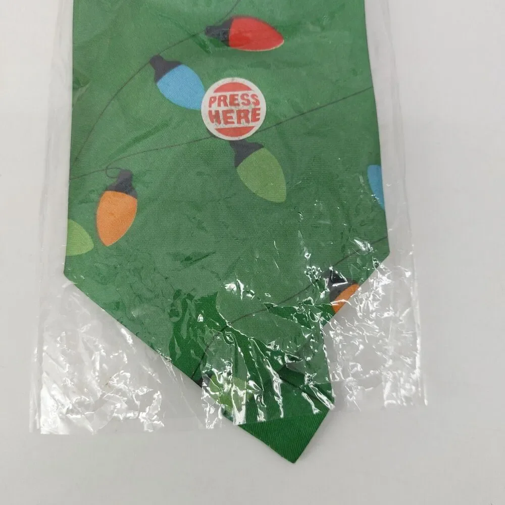 Men's Neck Tie Green Christmas 55 Inch Green Red Blue Orange Light